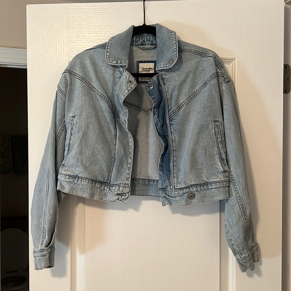Oversized Abercrombie and Fitch Bomber Denim Jacket